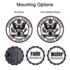 Custom Proudly Served military steel plaque with eagle emblem and personalized name and service years, laser-cut and powder-coated