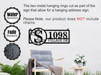 Personalized Monogram Address Metal Hanging Sign