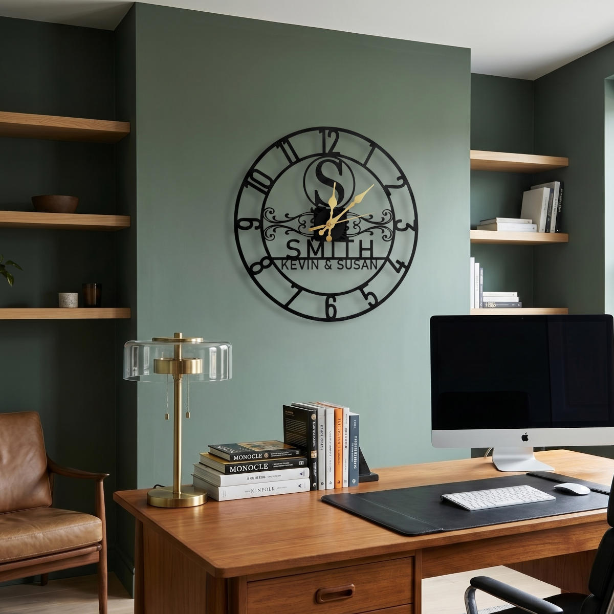 Monogram Surname Custom Metal Wall Clock