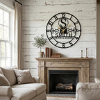 Monogram Surname Custom Metal Wall Clock
