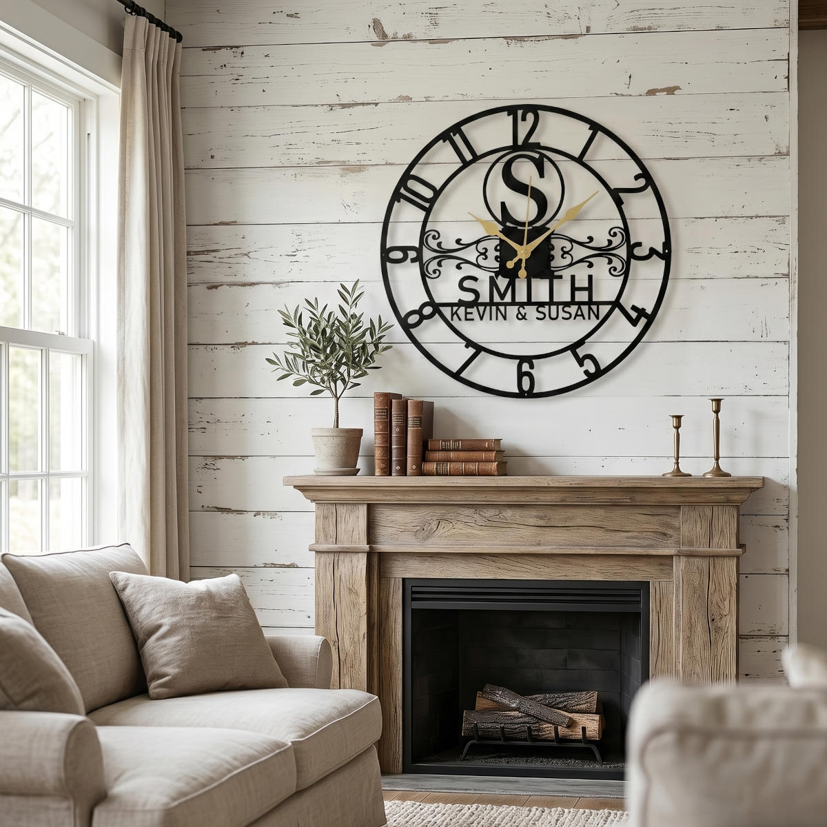 Monogram Surname Custom Metal Wall Clock