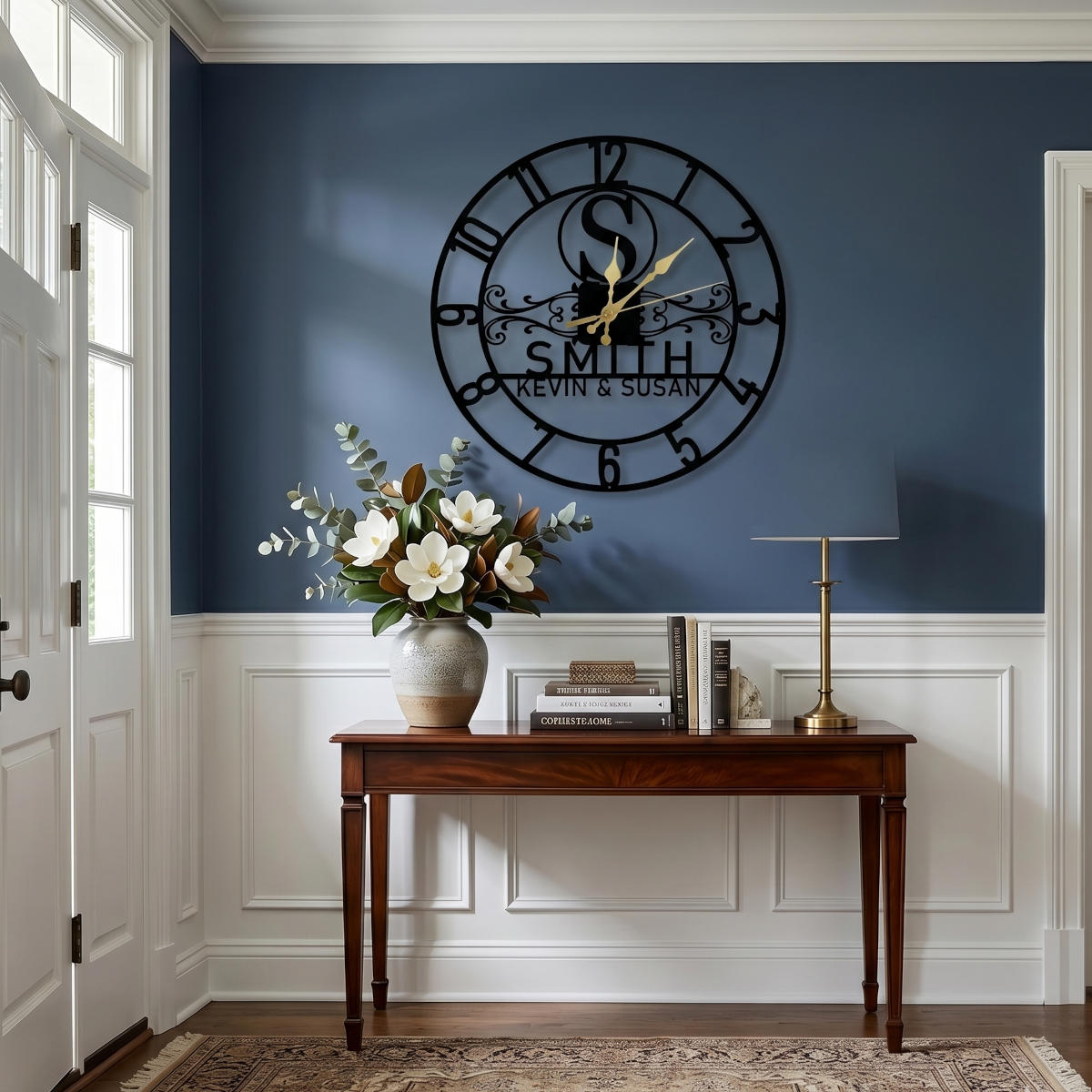 Monogram Surname Custom Metal Wall Clock