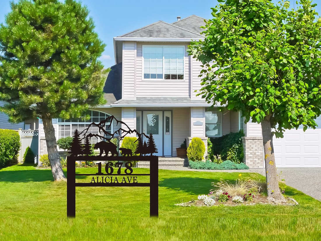 custom mountain bear address sign with house number 