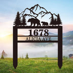 custom mountain bear address sign with house number 