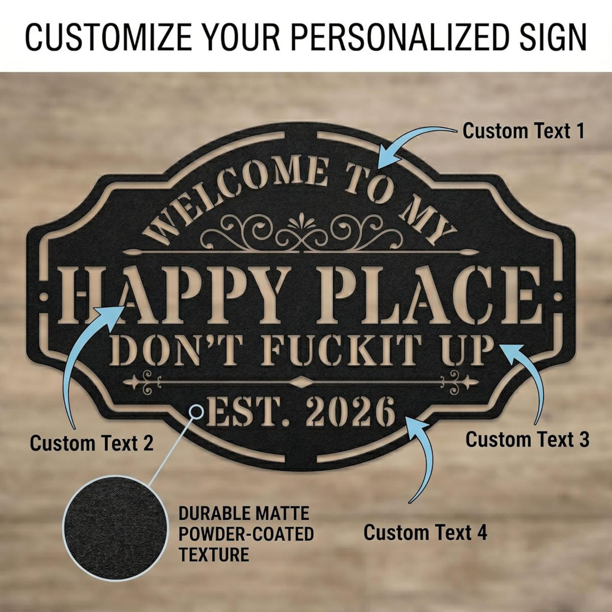 My Happy Place Warning Monogram Metal Sign Secondary image