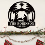 Nativity Scene Metal Sign