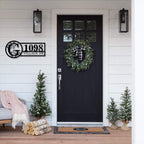 Custom metal address sign with large monogram letter, house number, and street name – laser-cut from premium steel with powder-coated finish, ideal for wall mounting