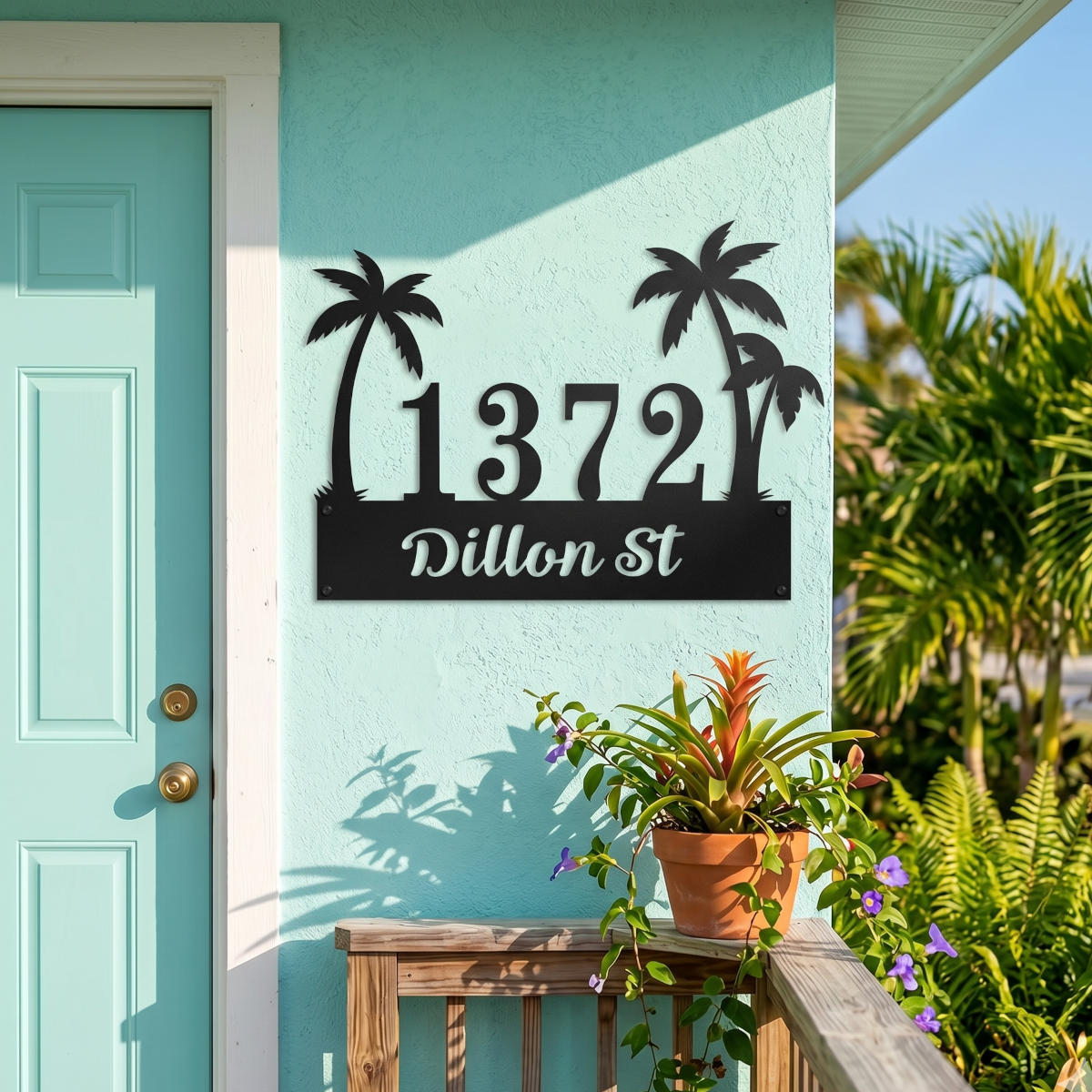 Custom Palm Tree Metal Address Plaque Secondary image