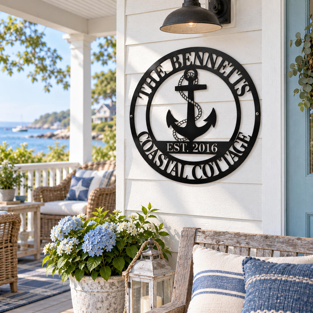 Custom Metal Anchor Lake House Sign