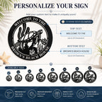 Custom text guide showing personalized top and bottom lettering options for a sea turtle beach house metal sign.