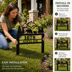 Easy Install Metal Yard Address Sign with One-Piece Ground Stakes, No Tools Required, Push Directly into Soil