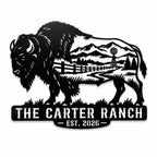 Personalized buffalo ranch metal sign with custom ranch name and established year.