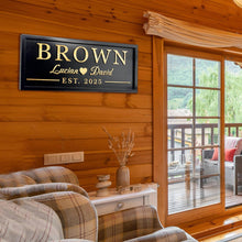 Personalized carved pine wood sign with custom engraved family name and rustic wall décor design