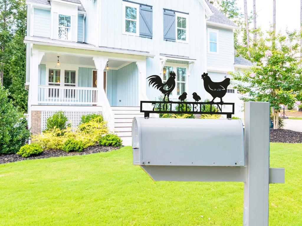 Custom Stainless Chicken Family Mailbox Topper