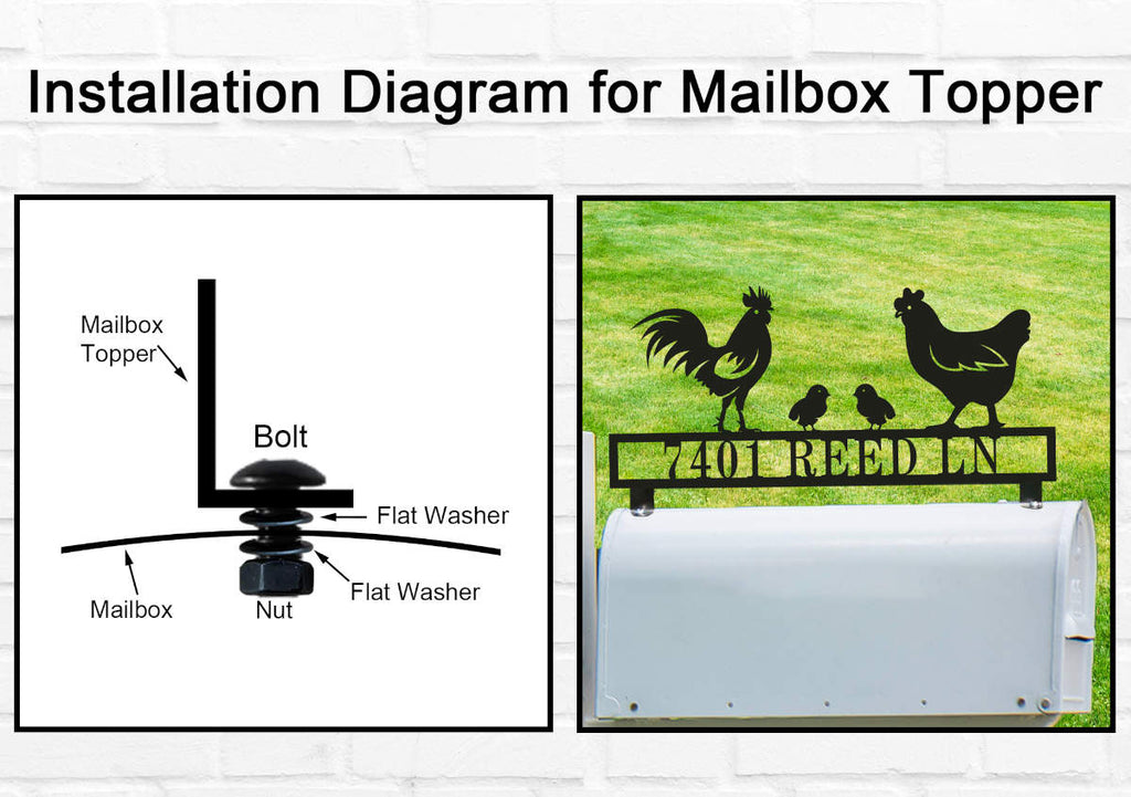 Custom Stainless Chicken Family Mailbox Topper
