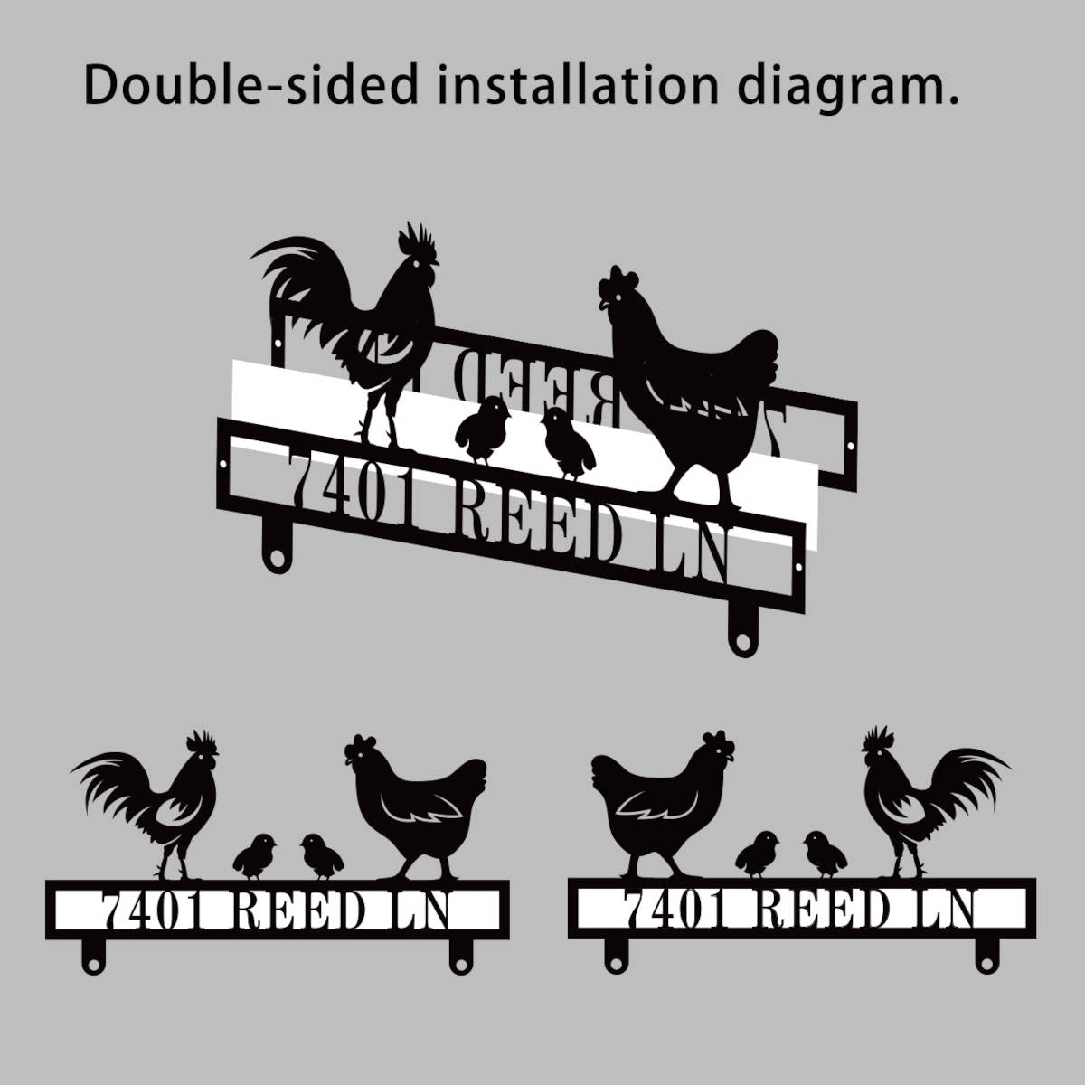 Custom Stainless Chicken Family Mailbox Topper