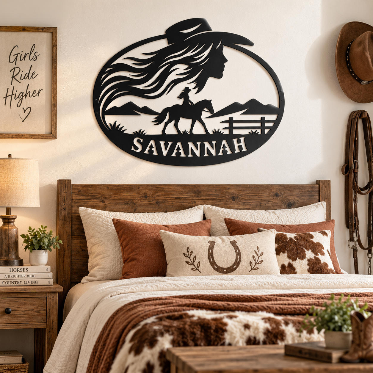 Personalized Western Cowgirl Metal Sign Secondary image