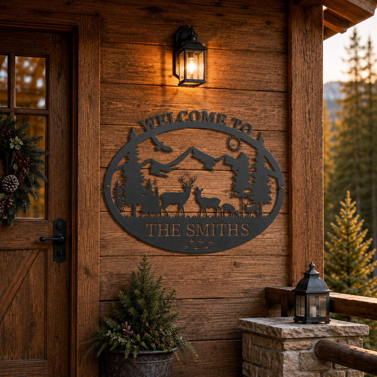 Personalized Deer Mountain Metal Cabin Sign Secondary image