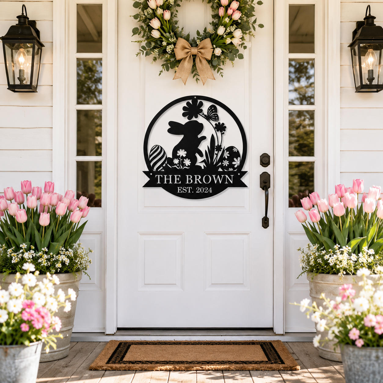 Custom Easter Bunny Garden Metal Sign Secondary image