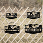 Custom farm metal sign with barn and livestock scene, personalized farm name and address, black steel outdoor sign for ranch gate or farmhouse entrance