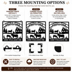 Comparison of hanging ring and corner hole mounting options for a personalized farm metal sign.