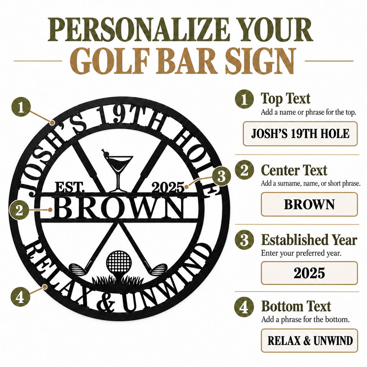 Personalized 19th Hole Golf Bar Metal Sign Secondary image