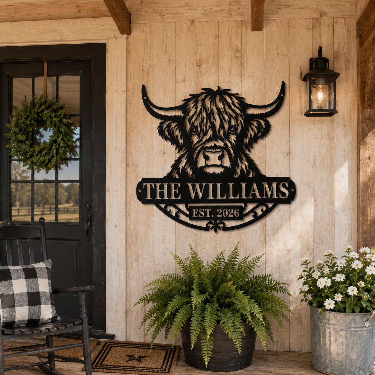 Custom Highland Cow Metal Name Sign Secondary image