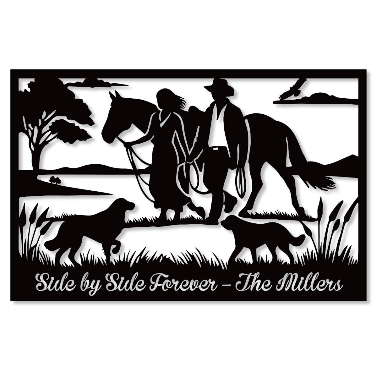 Custom Horse Ranch Metal Couple Sign