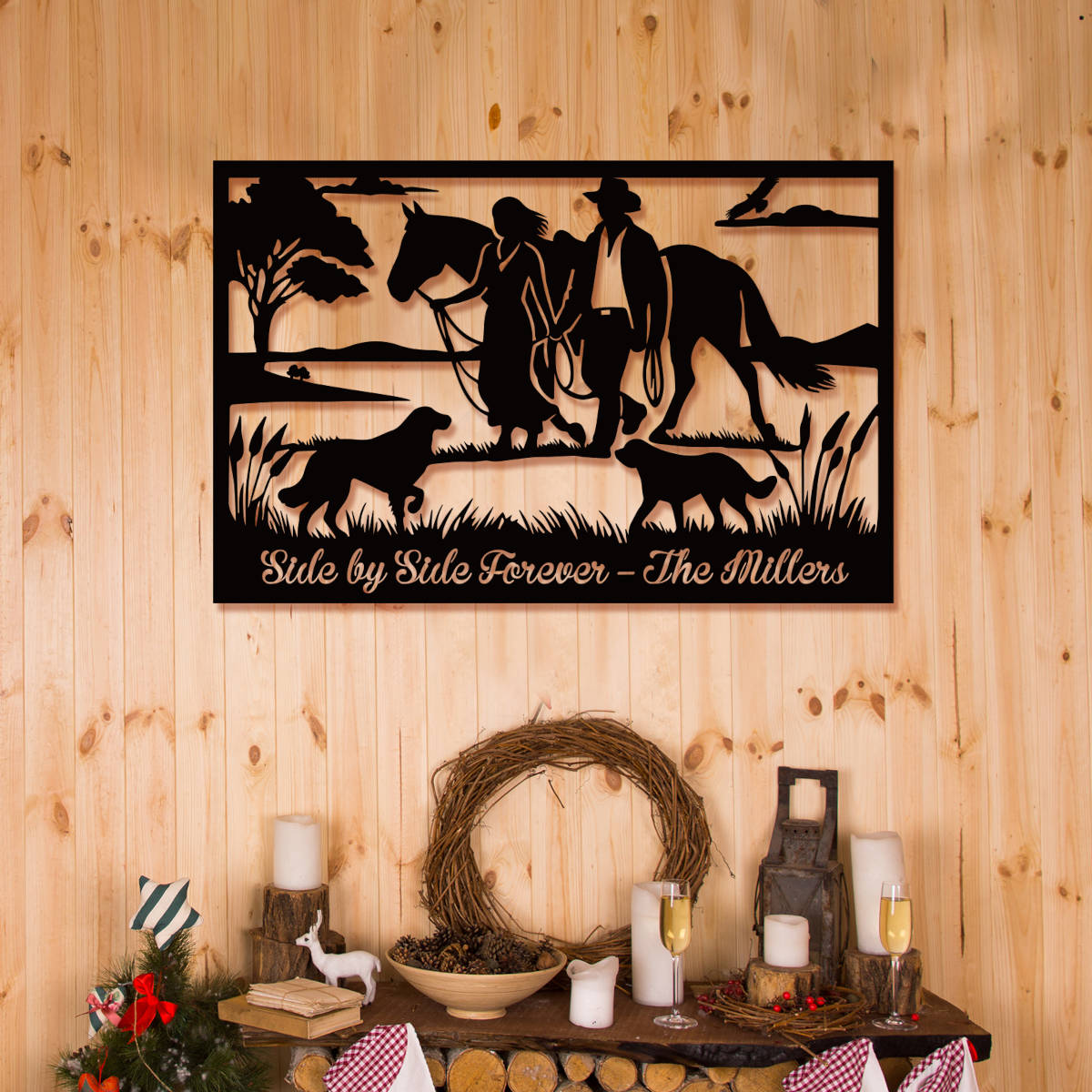 Custom Horse Ranch Metal Couple Sign