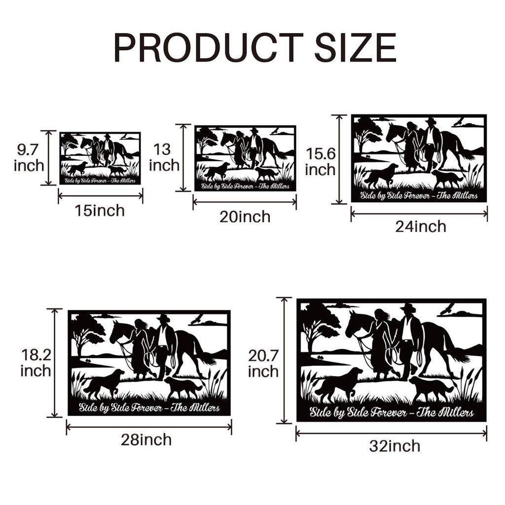 Custom Horse Ranch Metal Couple Sign