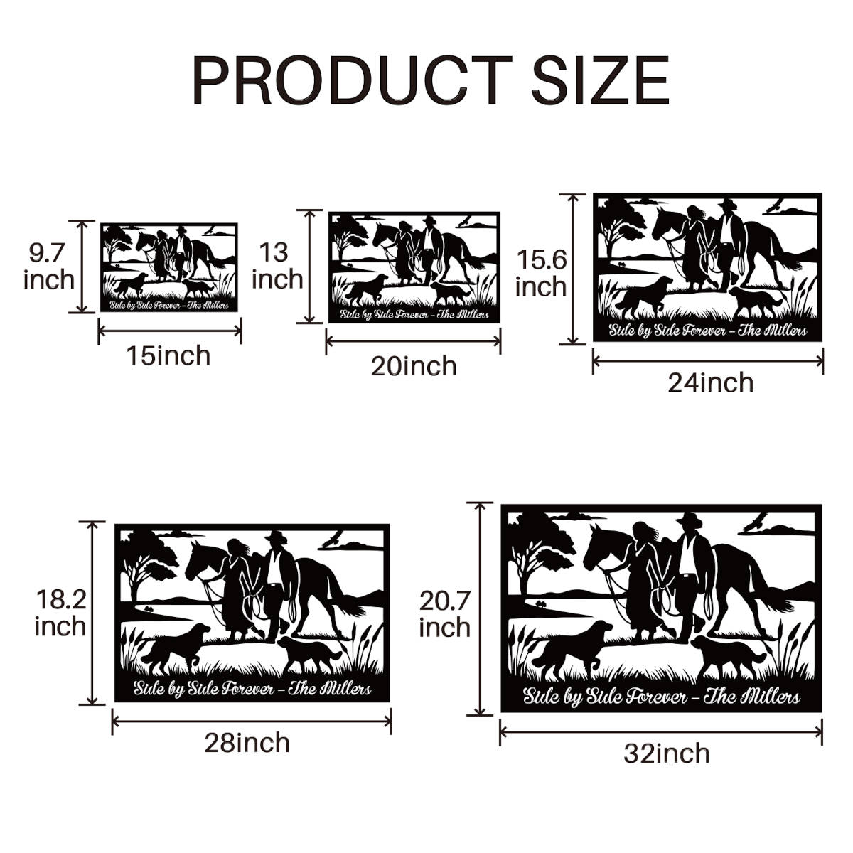Custom Horse Ranch Metal Couple Sign
