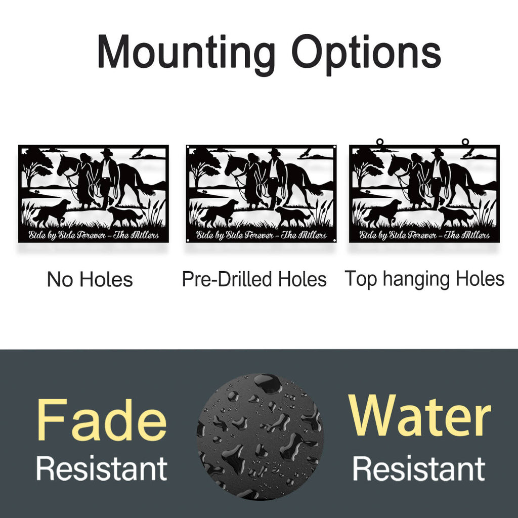 Custom Horse Ranch Metal Couple Sign