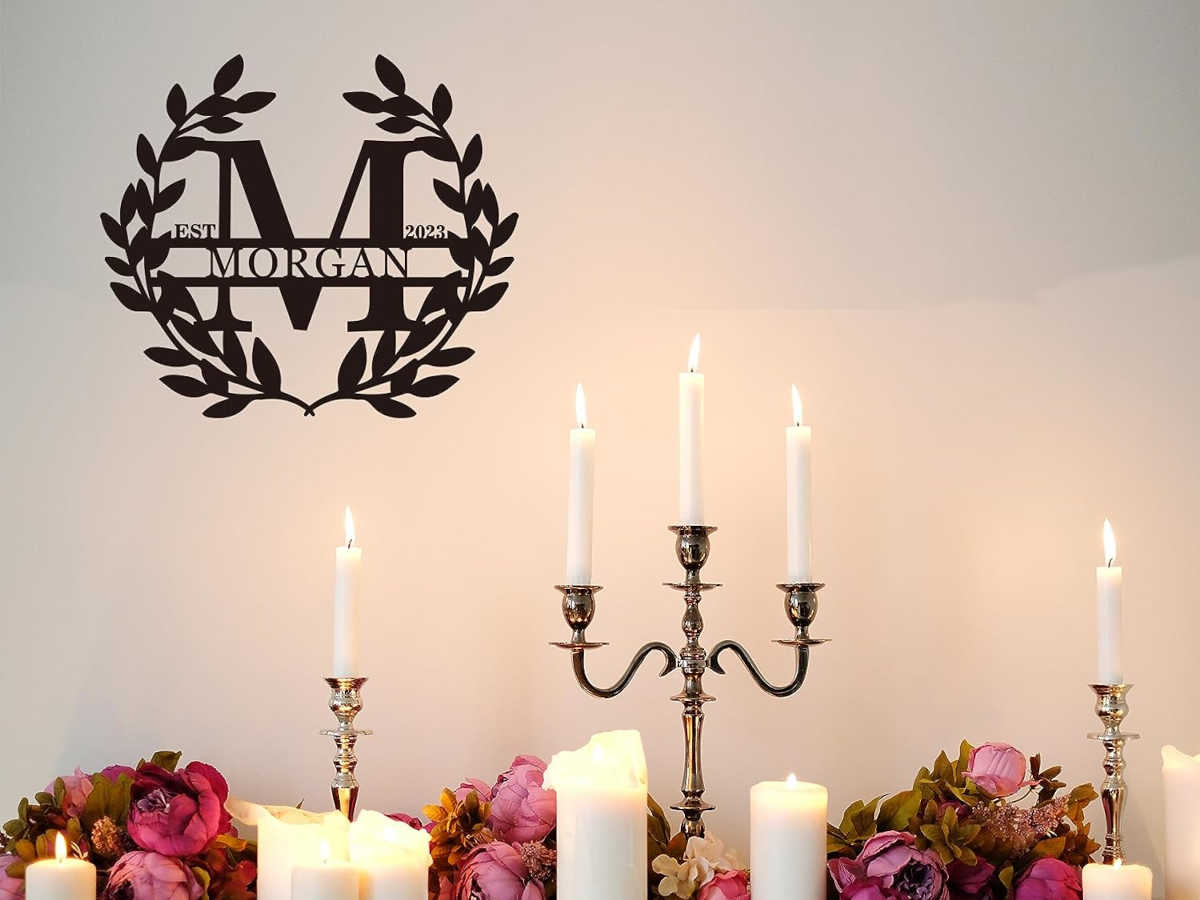 Elegant Laurel Monogram Sign