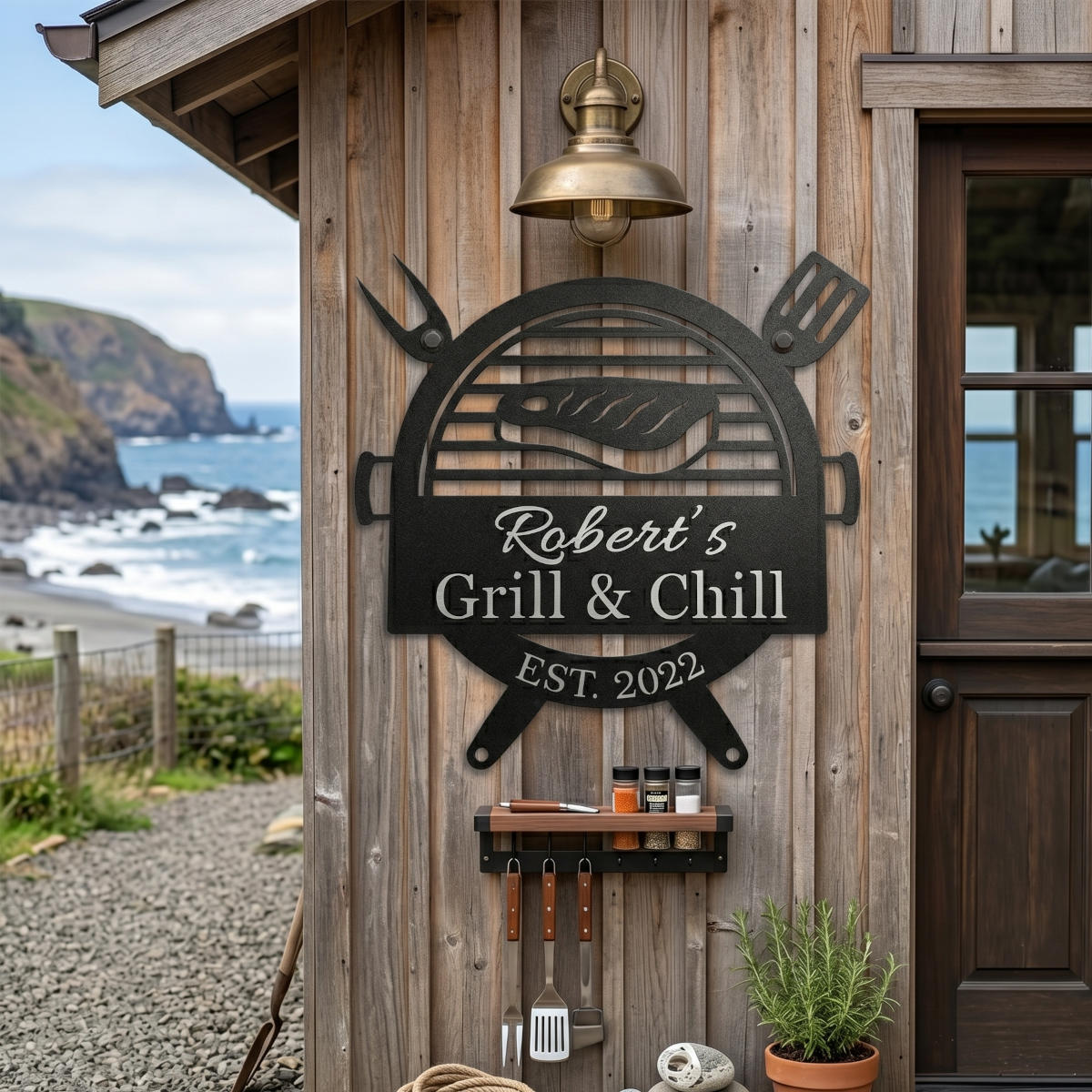 Personalized Metal BBQ Grill Master Wall Sign