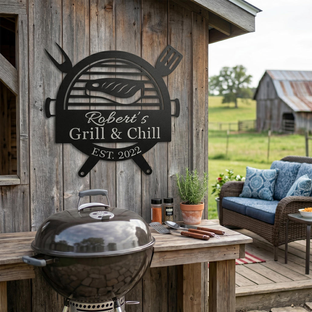 Personalized Metal BBQ Grill Master Wall Sign