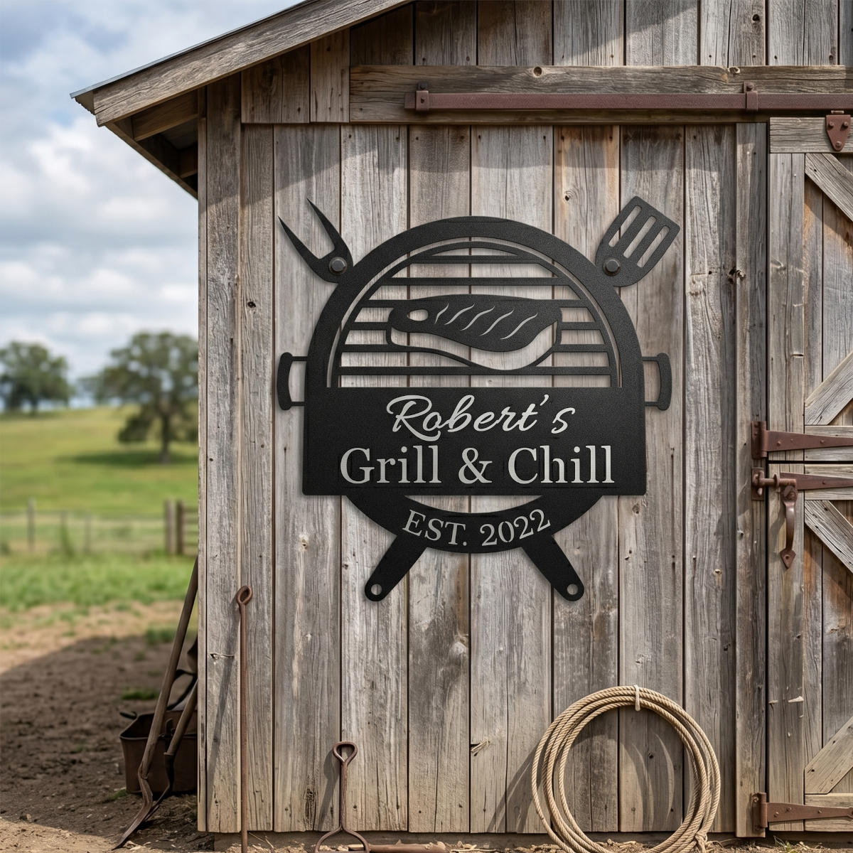 Personalized Metal BBQ Grill Master Wall Sign
