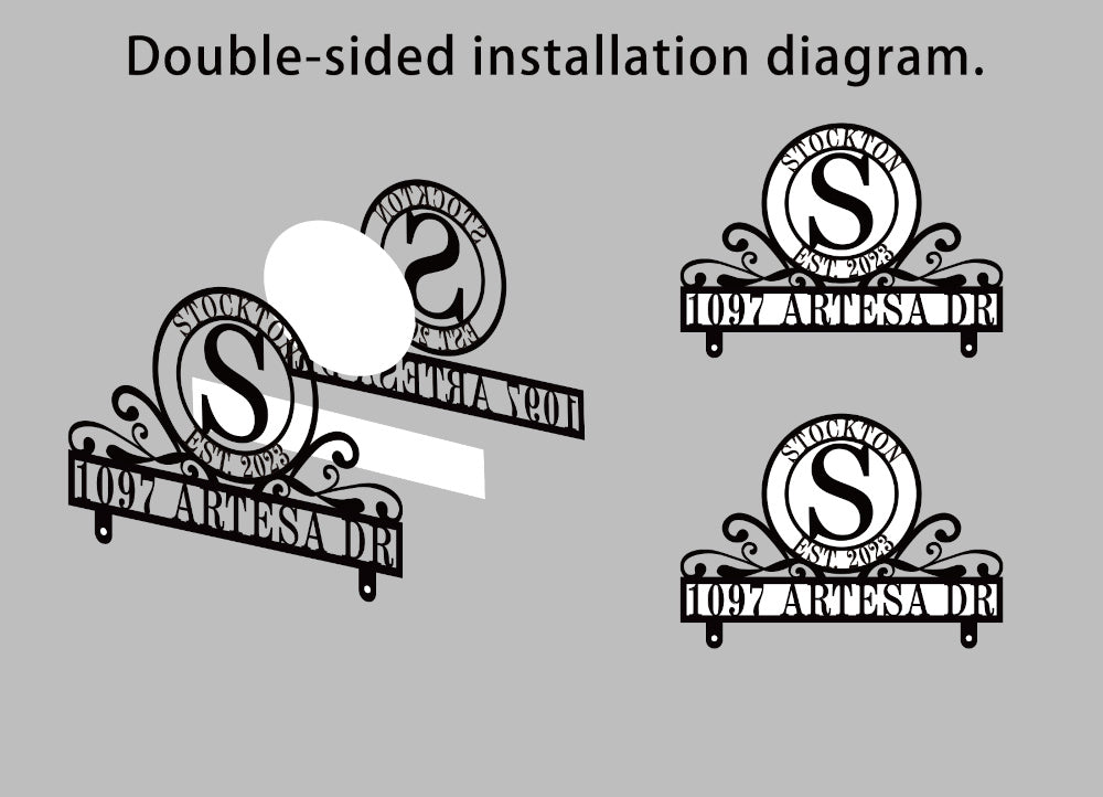 Custom Family Monogram Stainless Steel Mailbox Sign