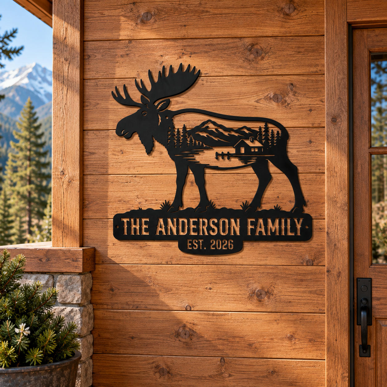 Custom Moose Cabin Metal Sign Secondary image