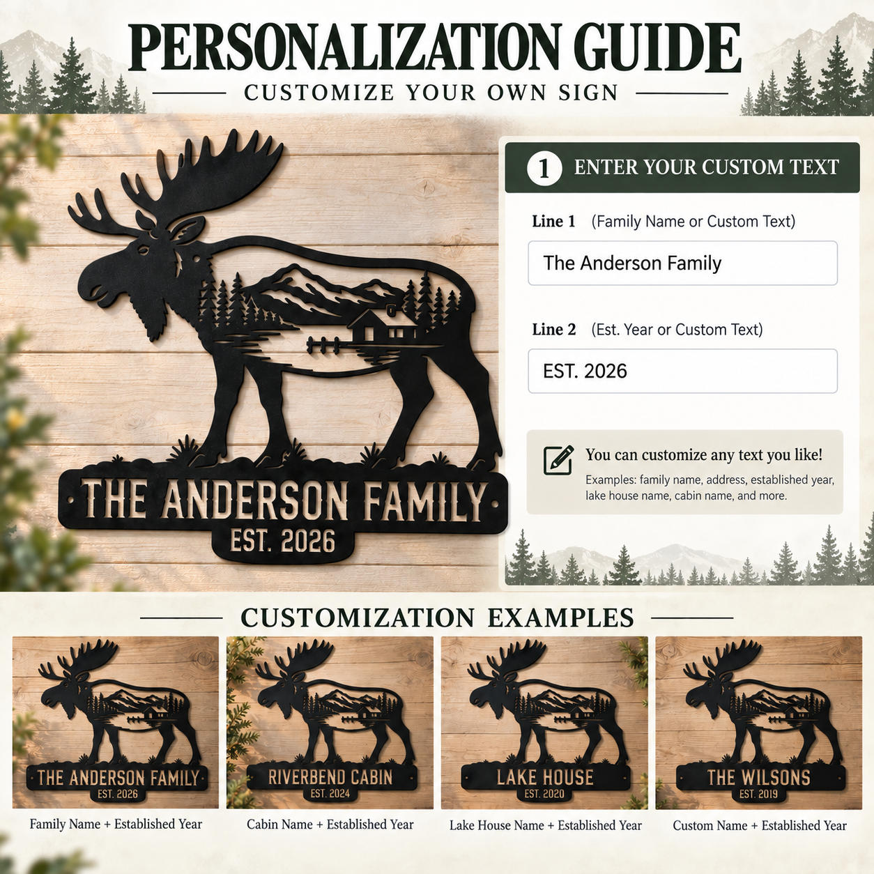 Custom Moose Cabin Metal Sign Secondary image