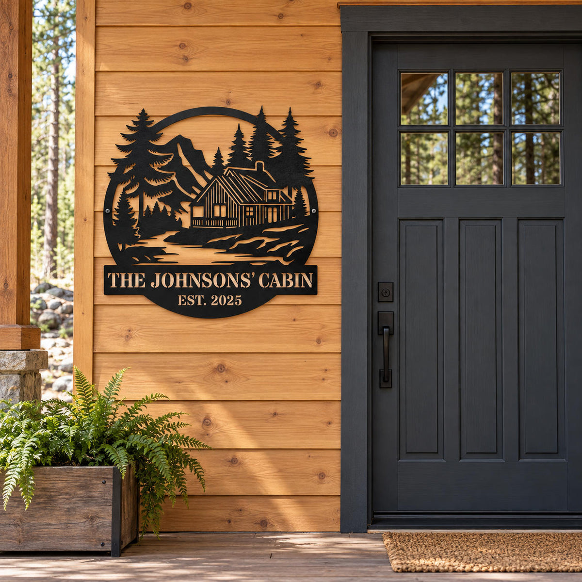 Custom Mountain Cabin Metal Sign Art