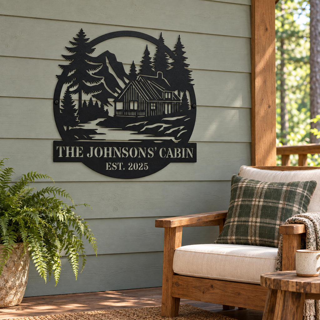 Custom Mountain Cabin Metal Sign Art