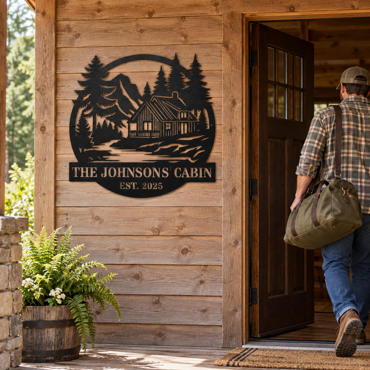 Custom Mountain Cabin Metal Sign Art