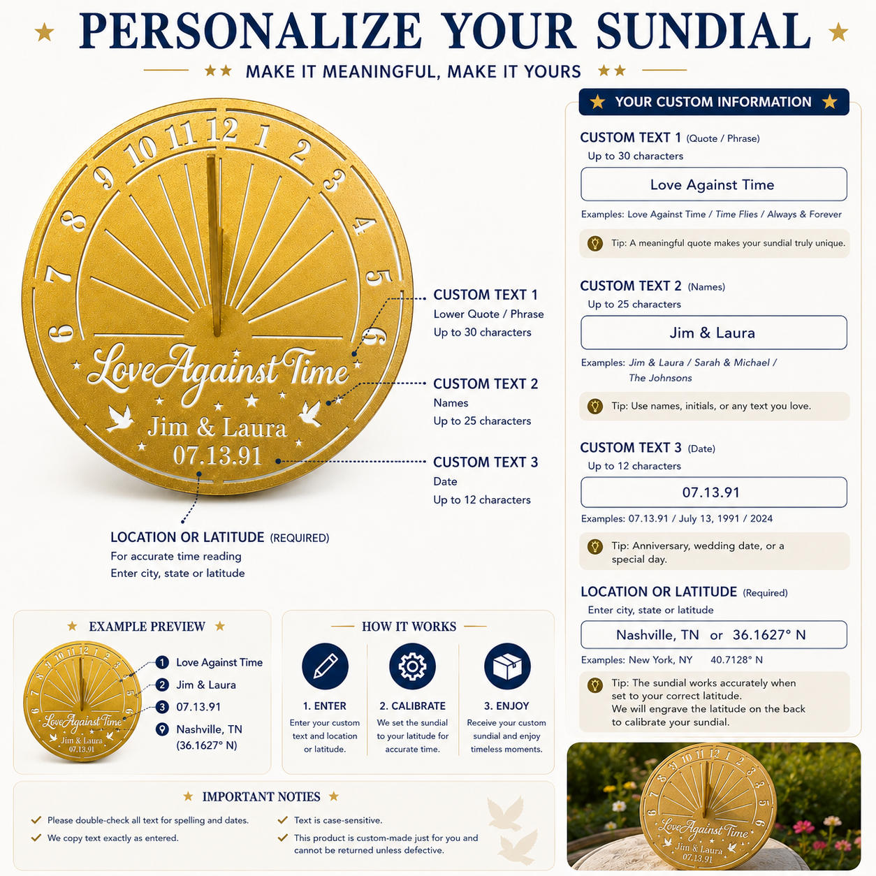 Custom Stainless Steel Flat Garden Sundial Secondary image