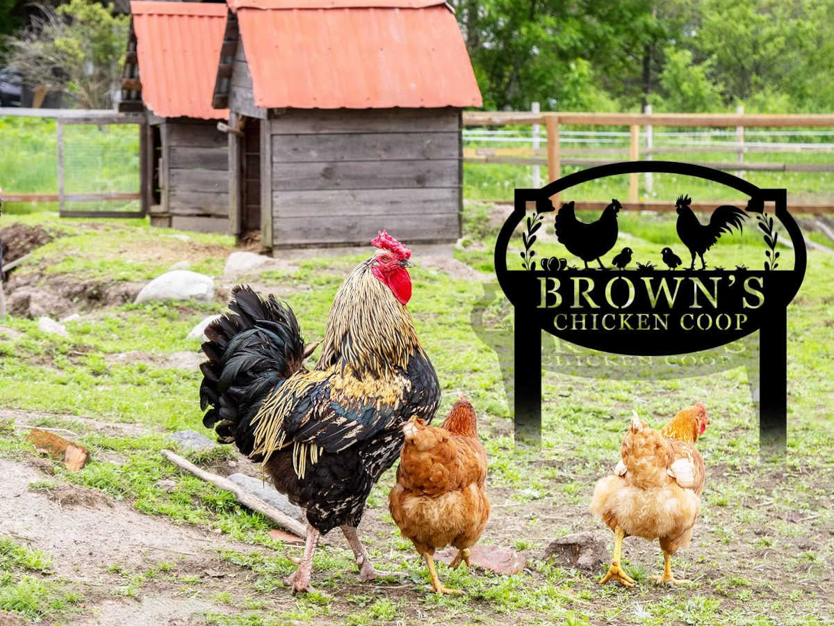 Personalized Rooster Family Garden Sign