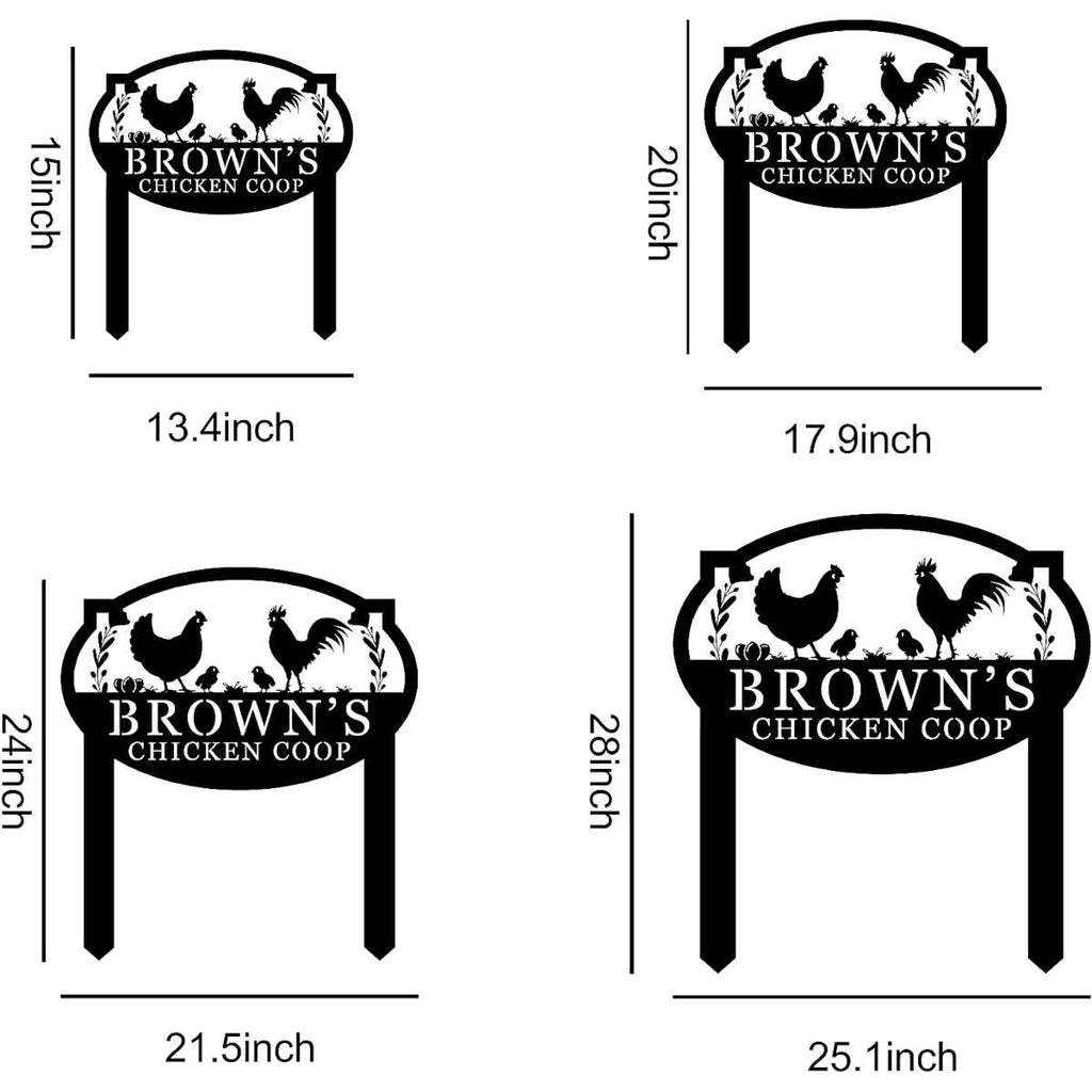 Personalized Rooster Family Garden Sign