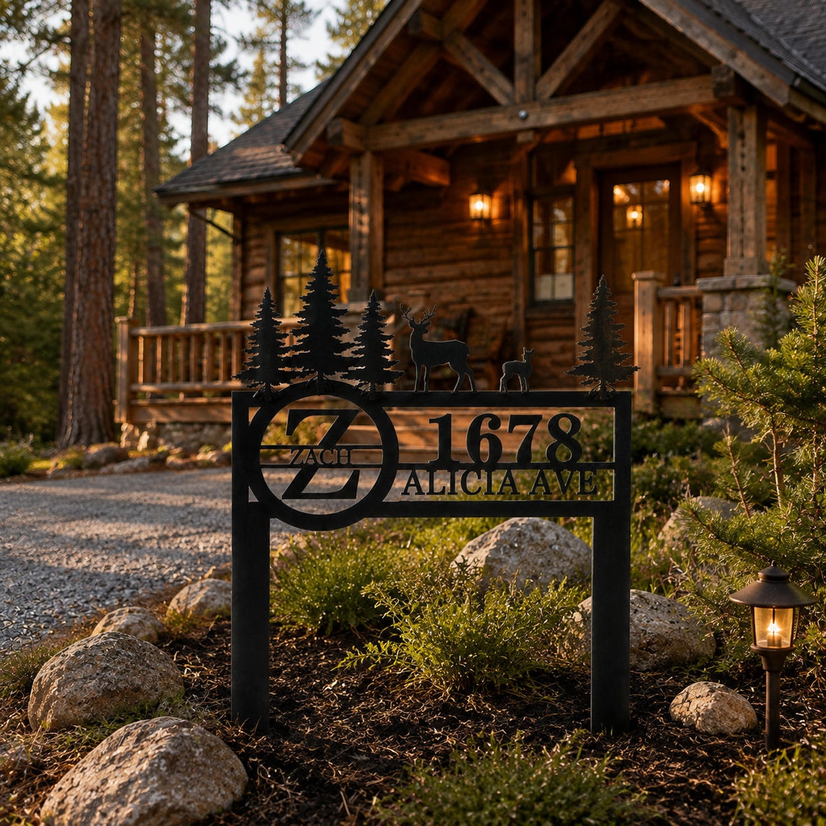 Custom Deer Metal Address Yard Sign