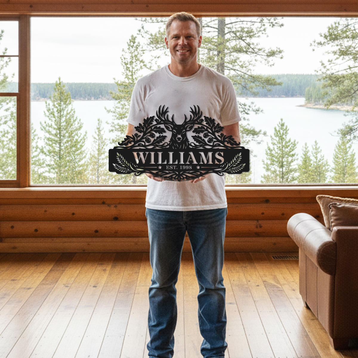 Rustic Deer Family Sign Secondary image