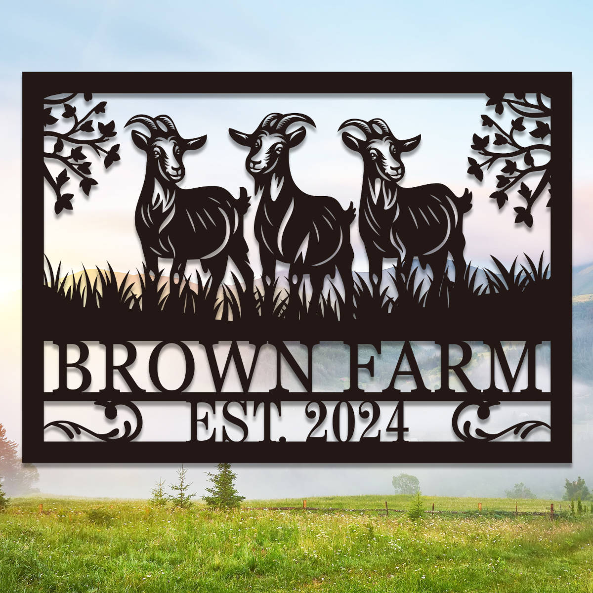 Rustic Farm Goat Sign Main image