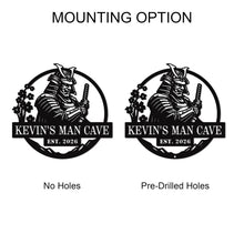 Personalized samurai man cave metal sign with custom name and EST year, laser cut steel wall art for garage or home bar decor