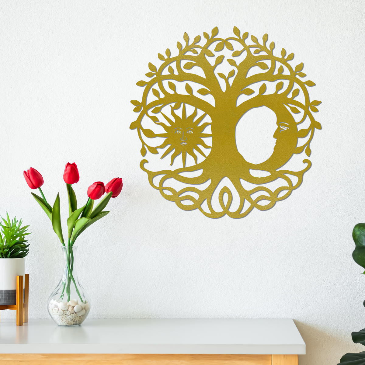 sun moon tree metal sign tree of life circular steel wall decor sun and moon metal wall art laser cut outdoor metal tree sign